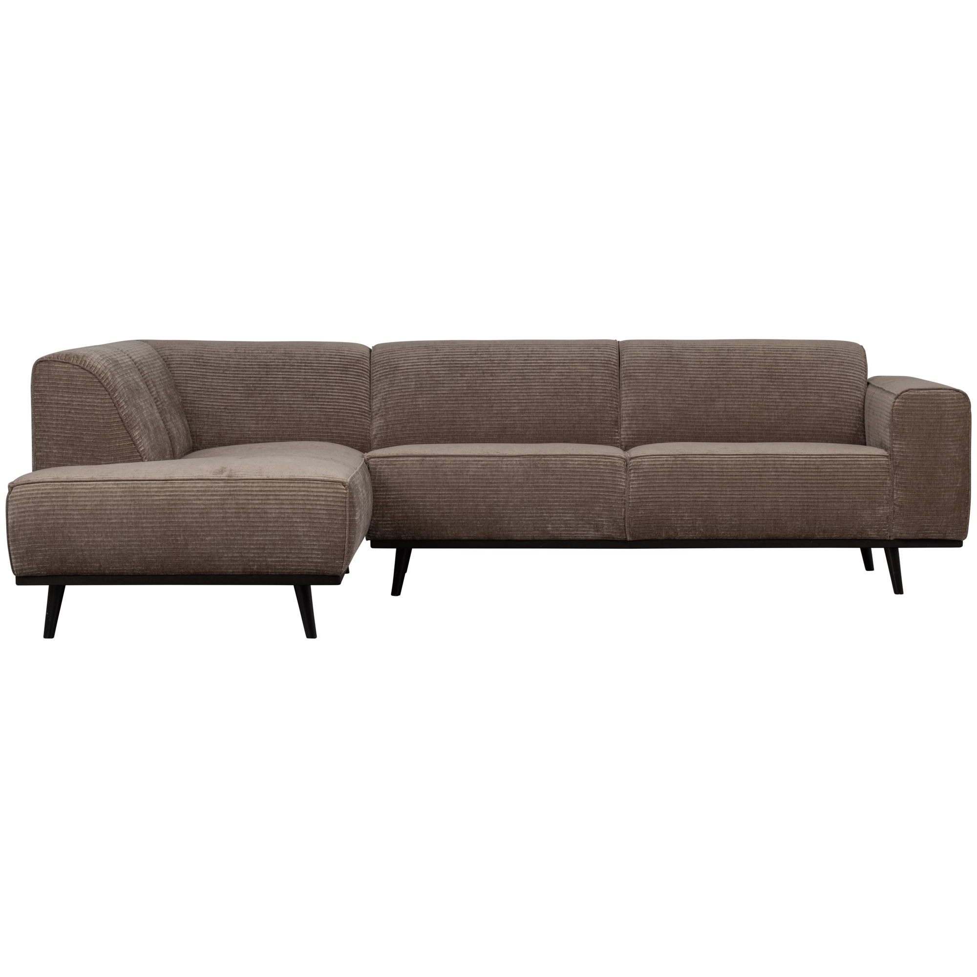 Statement Hoekbank Links - Platte Brede Rib - Taupe
