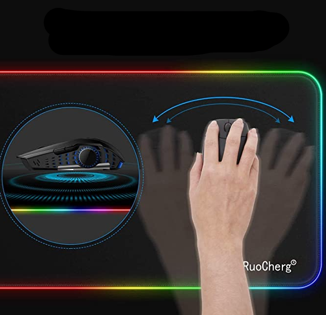 (35x25cm) Gaming Mauspad Mausmatte mit Rutschfester Unterseite   RGB-Beleuchtung - Schwarz
