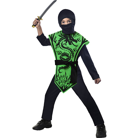 Drageninja grøn kostume - str. 128 cm
