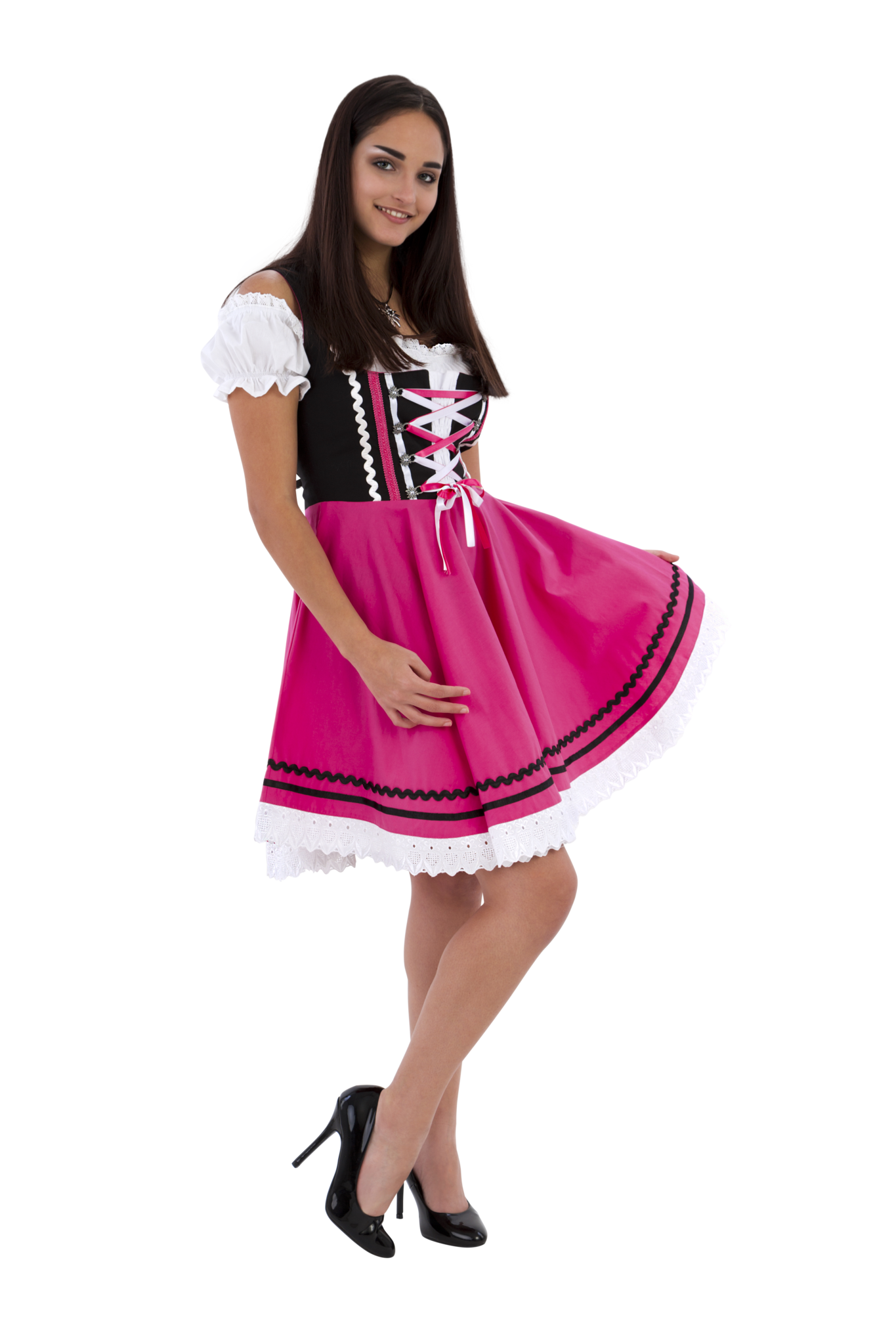 Oktoberfest Dirndl Jurk Oktoberfest Zwart Roze Dames 2 Delig
