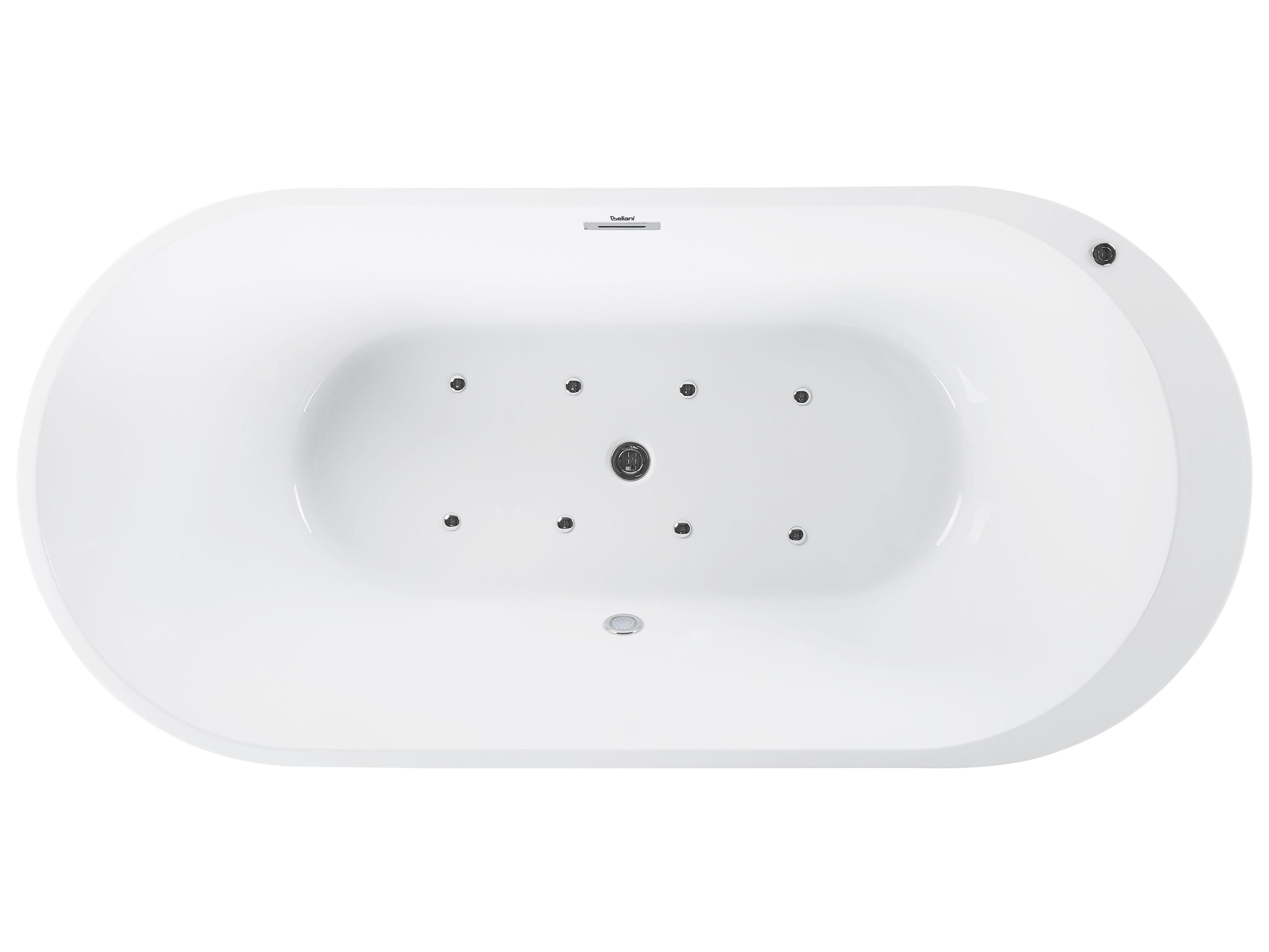 Vrijstaand bubbelbad met LED NEVIS 170 x 80 cm Wit