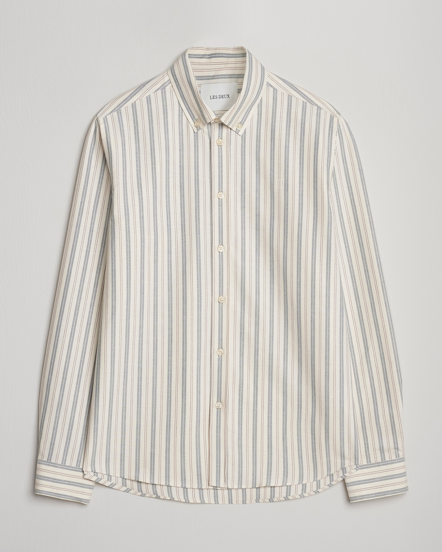 Les Deux Konrad Striped Oxford Shirt Light Ivory