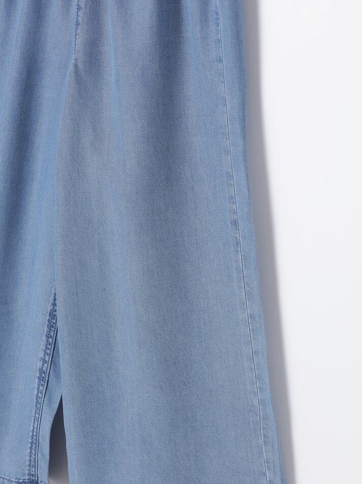 Calça jeans pantalona fluida - Índigo