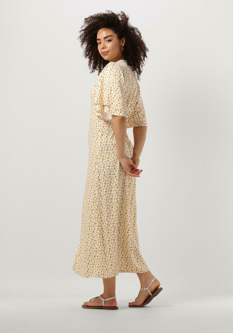 ANOTHER LABEL gele another label midi jurk clare flower dress s/s