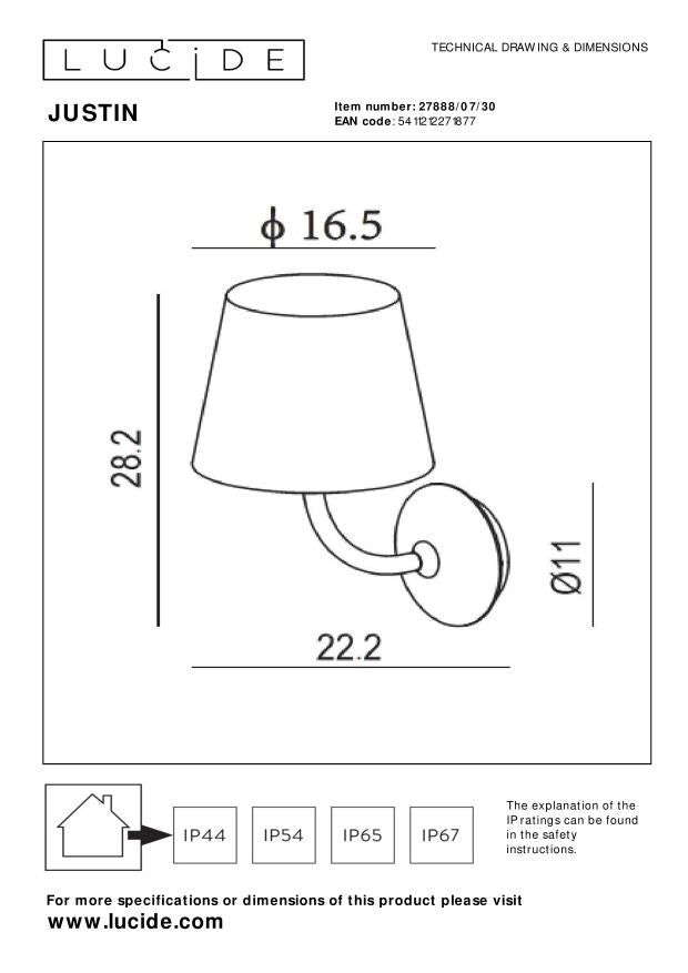 Justin wandlamp LED buiten IP65 zwart