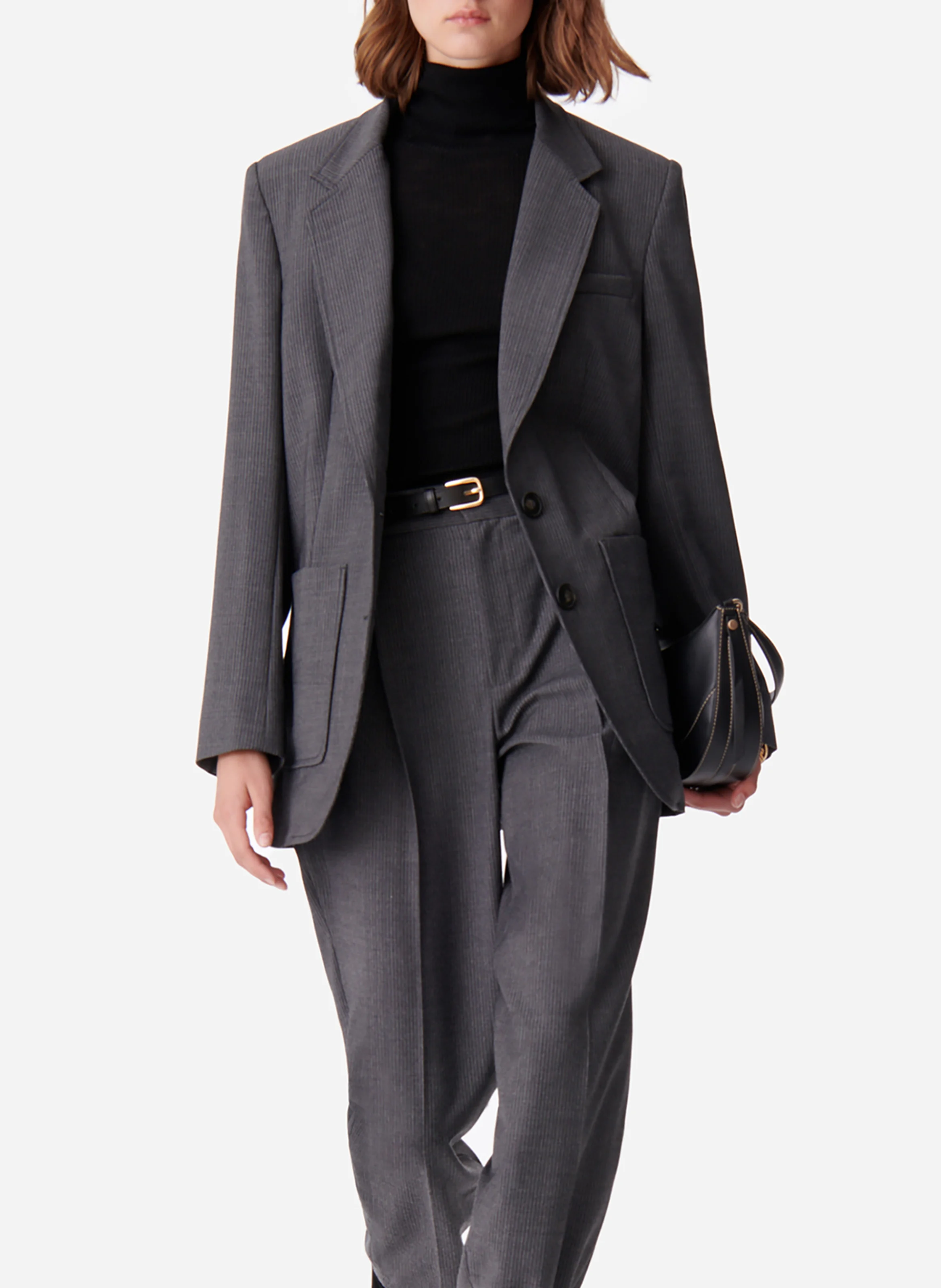 BRADLEY - Veste de tailleur ajustée en coton | Gris