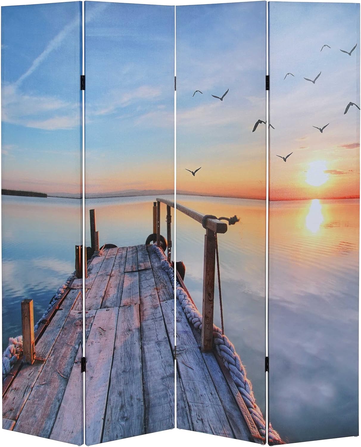 Mendler Foto-Paravent T234, Paravent Trennwand MVG-Zertifiziert 180x160cm - Sonnenuntergang PK0567008