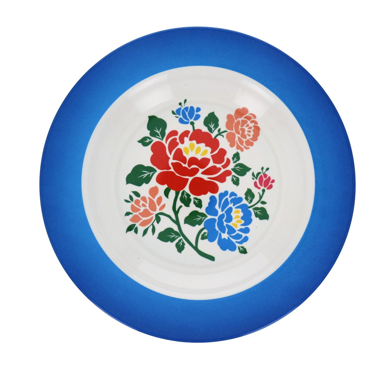 Assiette à fleurs en mélamine bleue Polka Folk Jolie saison
