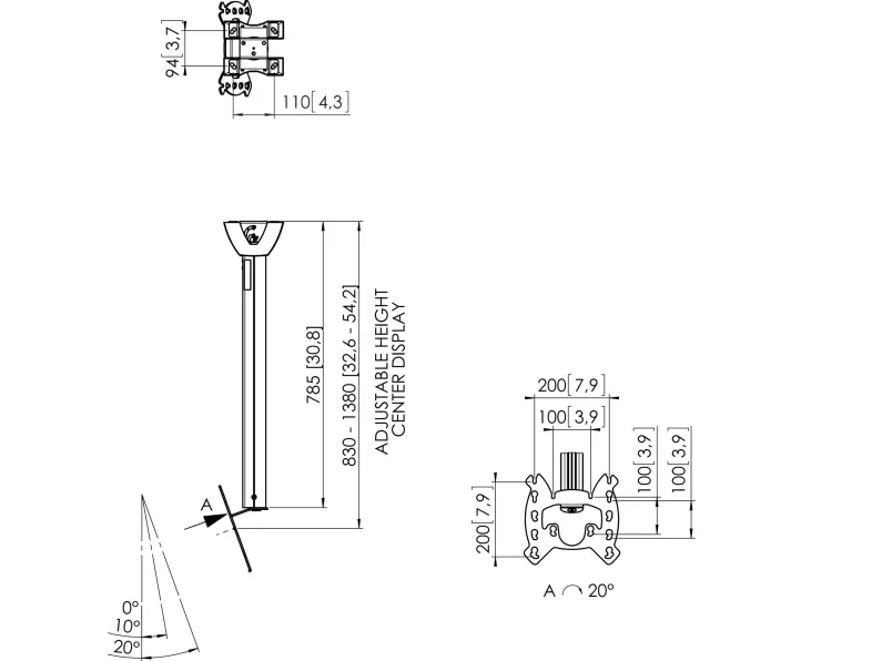 Vogel's Professional PFC 585 - Monteringssæt (loftsplade, stang) - for LCD display - sølv - skærmstørrelse: 19