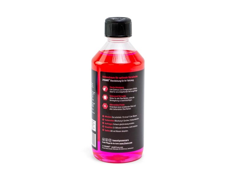 21CARS Aktivschaum Reiniger 500 ml Himbeerduft Reiniger für maximale Sauberkeit
