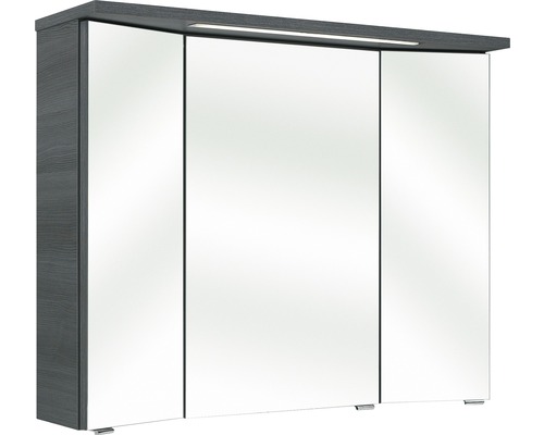 Pelipal Enna I spiegelkast, 90 x 20 x 72 cm, grafietstrepen (horizontaal), 3-deurs, LED, IP44