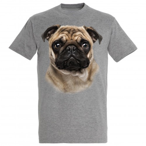 Camiseta Pug, Cinza