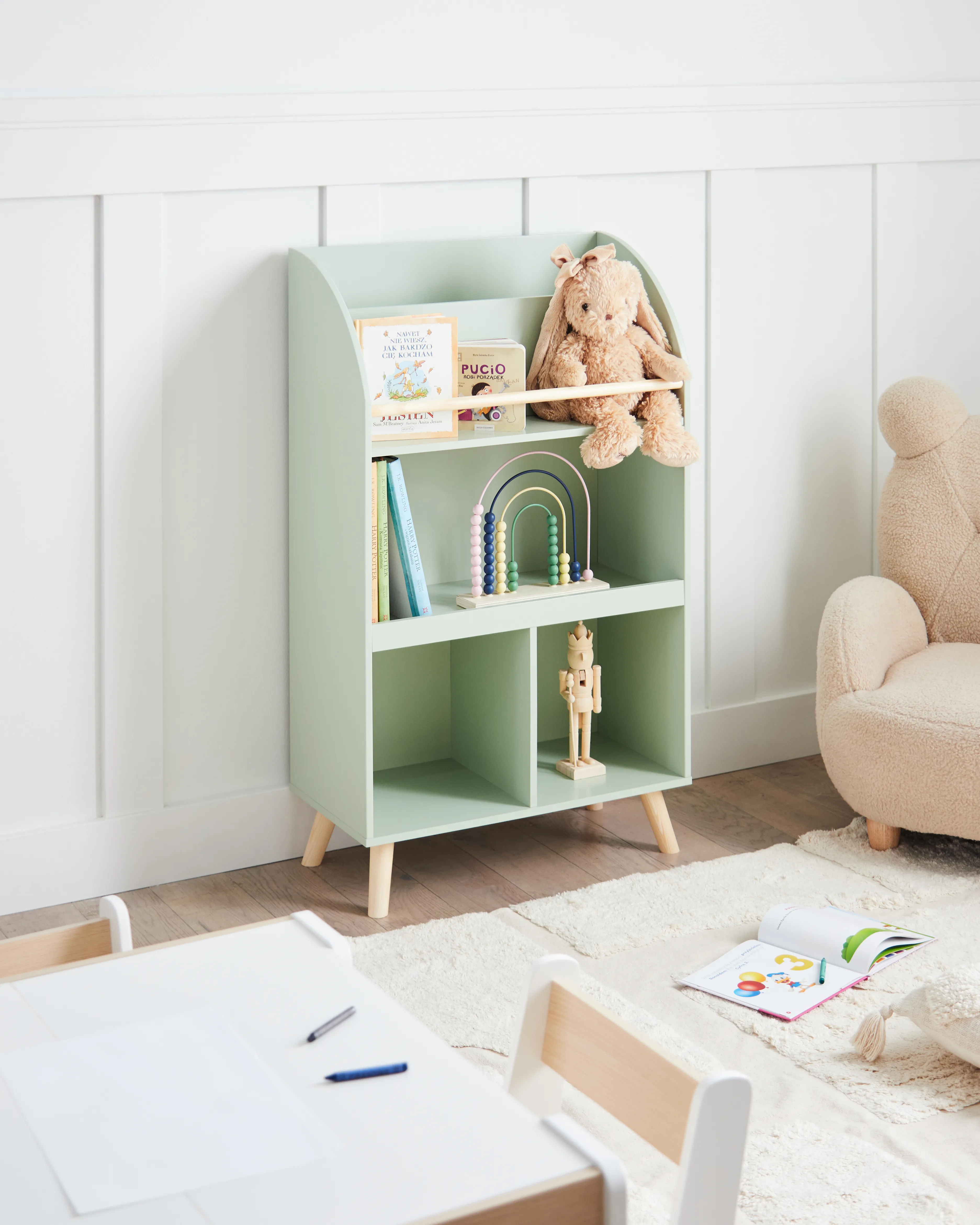 Boekenkast met 3 planken LILOET 102 cm Lichtgroen