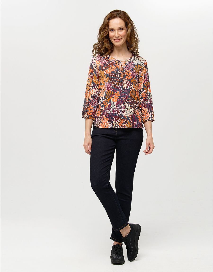 Blouse imprimée orange
