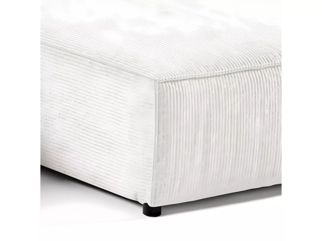Canapé U 5 places convertible coffre Isaac velours côtelé Blanc Cassé