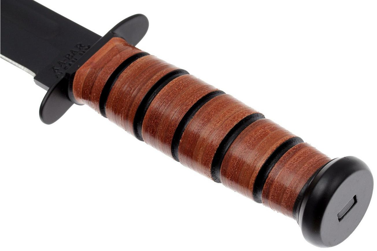 KA-BAR USMC 5017 plain edge, leer, kunststof foedraal