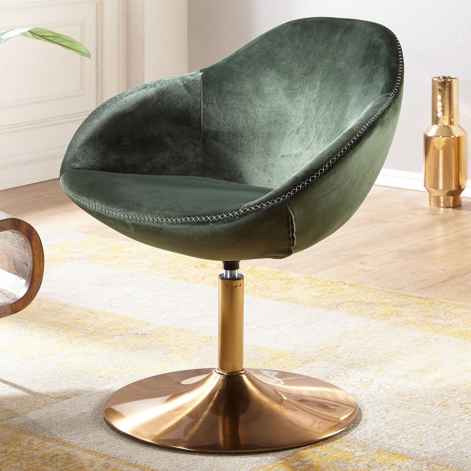 Cocktailsessel - grün-gold - Samt - 79 cm hoch