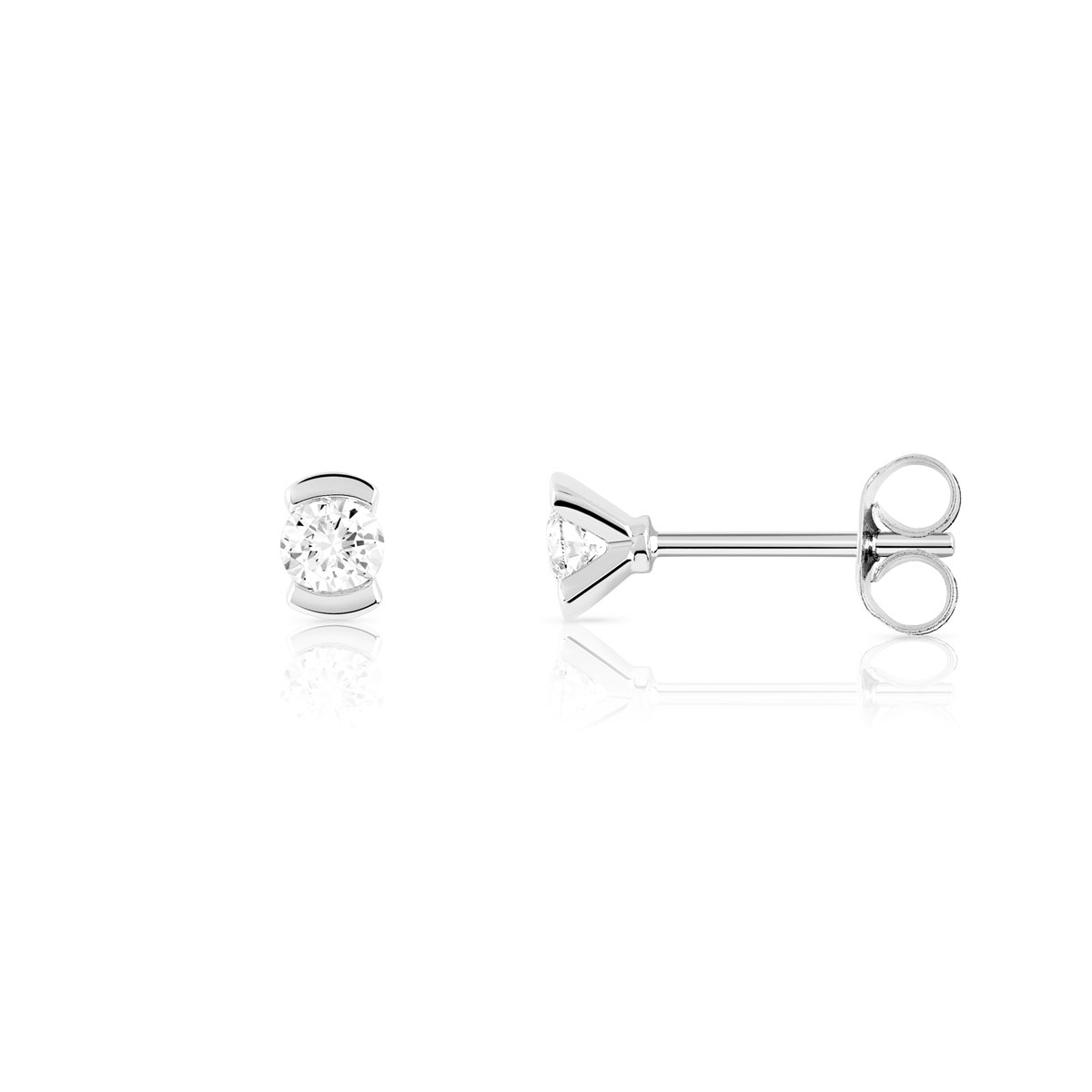 Boucles d'oreilles or blanc 750 diamant synthétique 0.30 carat