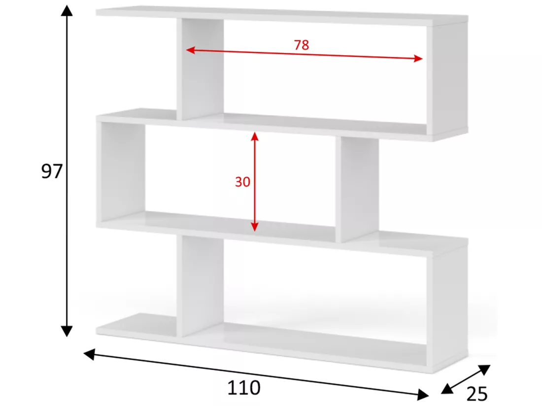 Étagère Bibliothèque Bolonia Couleur Blanche 6 emplacements, pour Salle à Manger ou Bureau