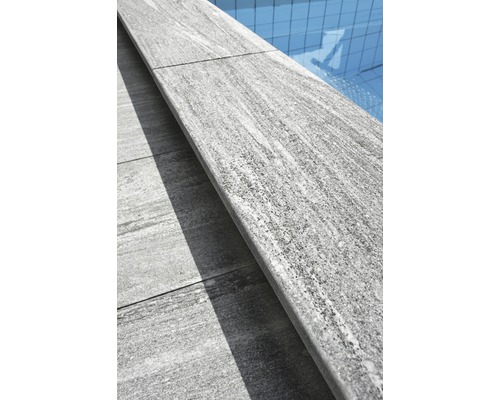 FLAIRSTONE Zwembadrand, Arctisch Gneis element, recht grijs, 2 lange zijden afgerond, 115 x 35 x 3 cm