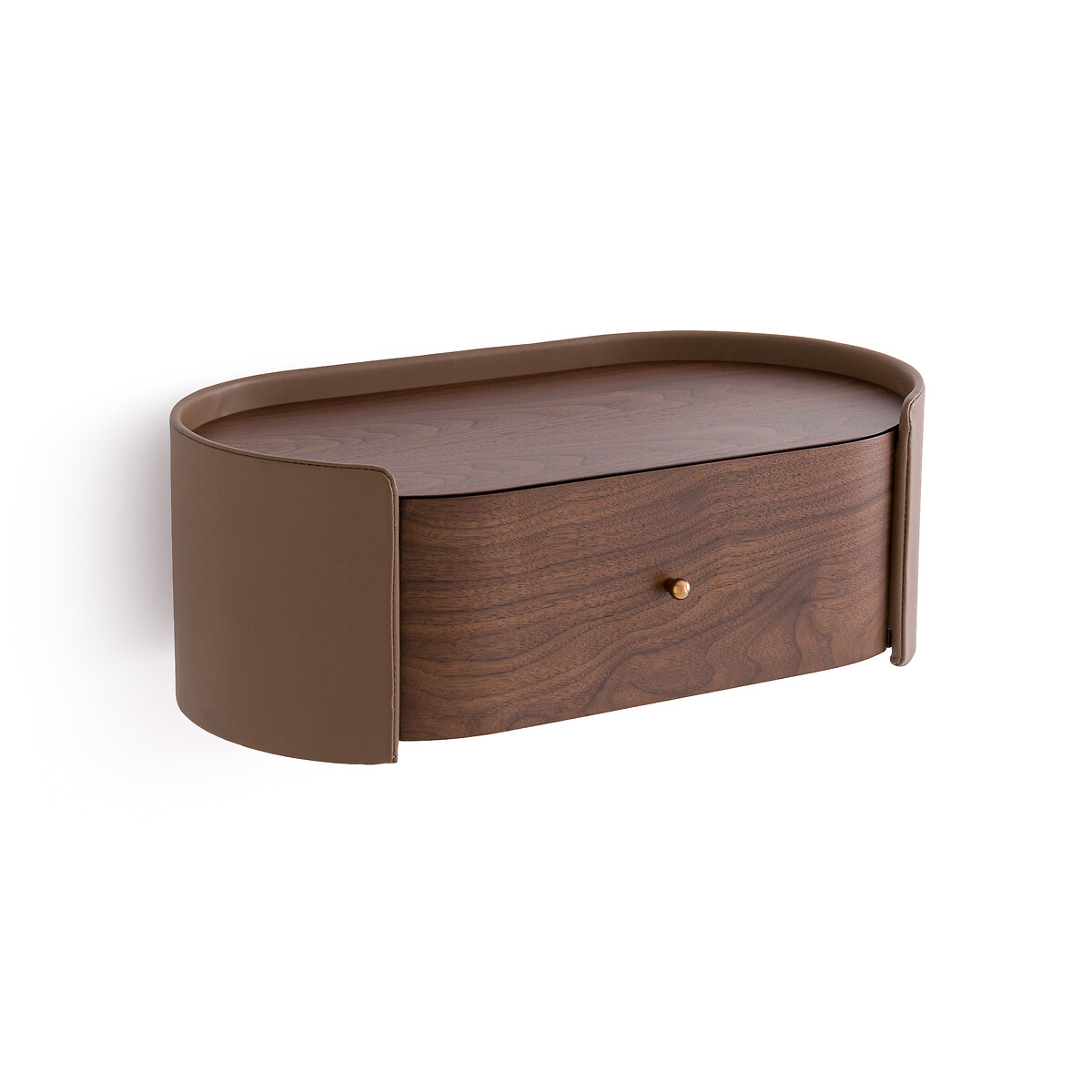 AM.PM<br>Mesa de cabeceira de parede com folheado de nogueira e couro, Firmo