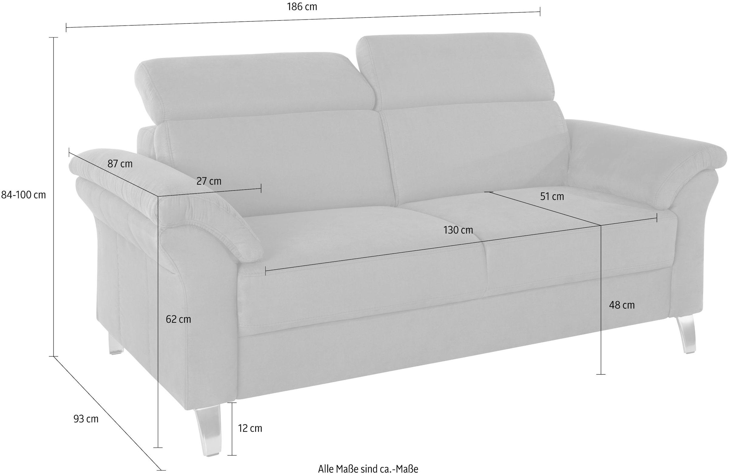 sit&more 2,5-Sitzer »Arngast« inklusive Federkern und Kopfteilverstellung