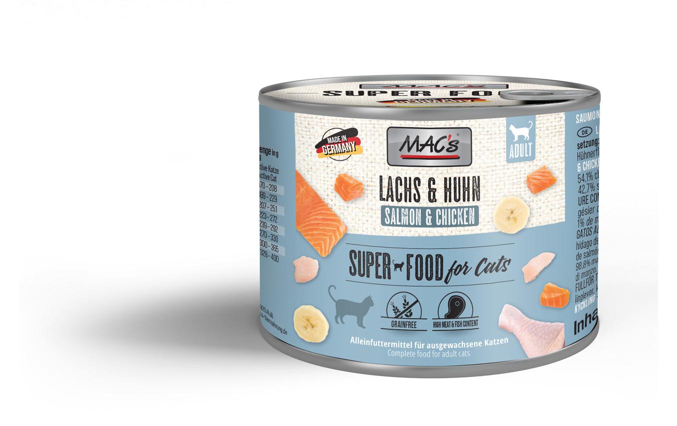 Nassfutter Lachs und Hühnchen 200 gAlleinfuttermittel für ausgewachsene Katzen