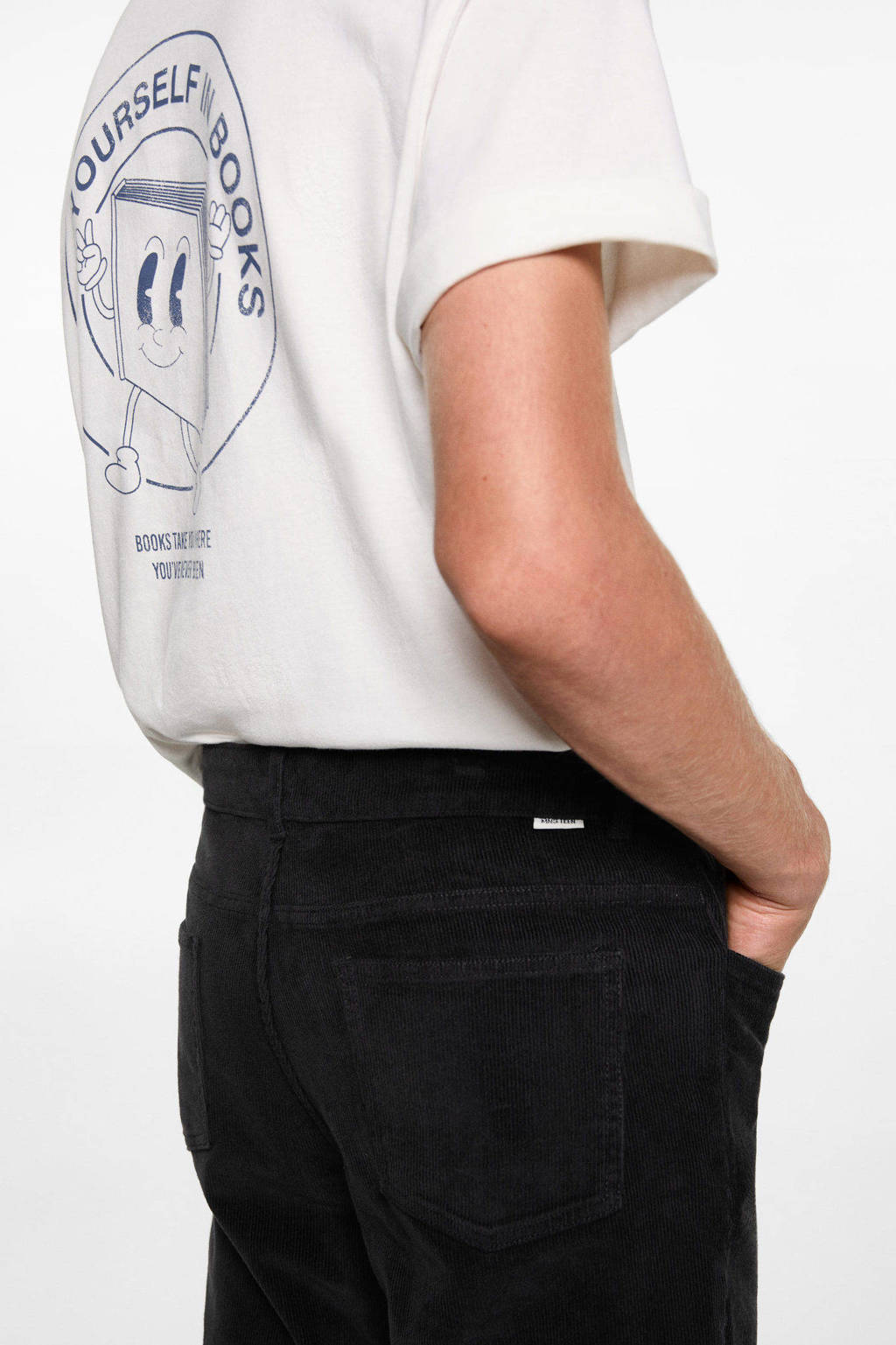 MANGO TEEN corduroy regular fit broek antraciet