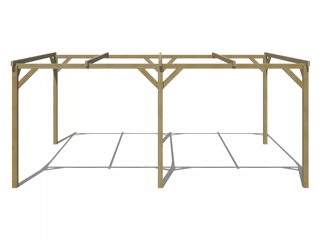Carport pergola simple autoporté en bois traité - 1 voiture - 15 m² - ACHILLE