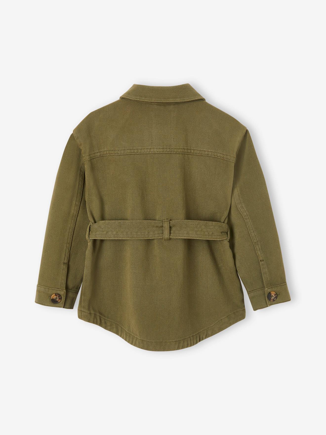 Jaqueta militar bordada com flores, jaqueta lisa verde-escura para menina com estampas.