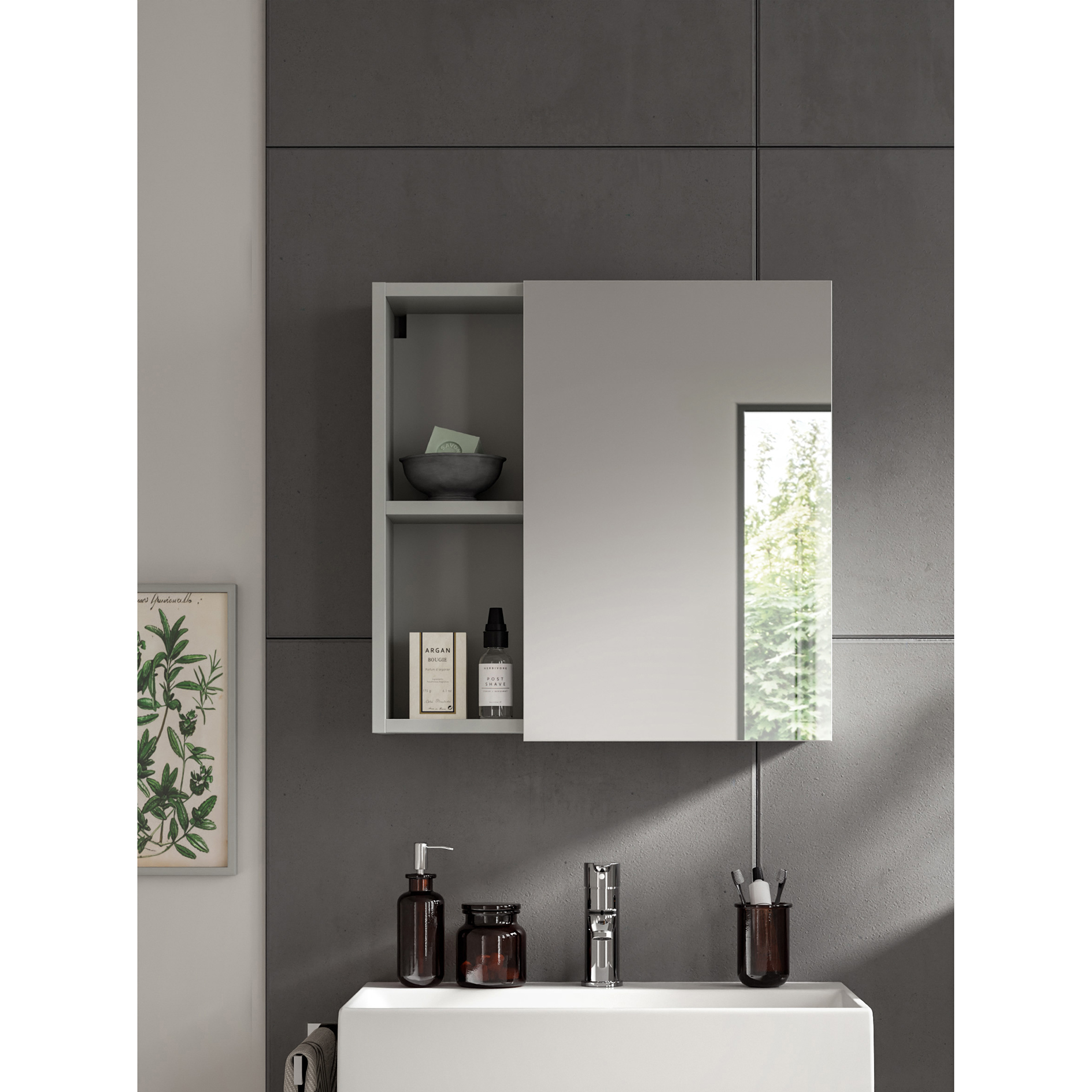Spiegelschrank COPA - hellgrau - 55 cm