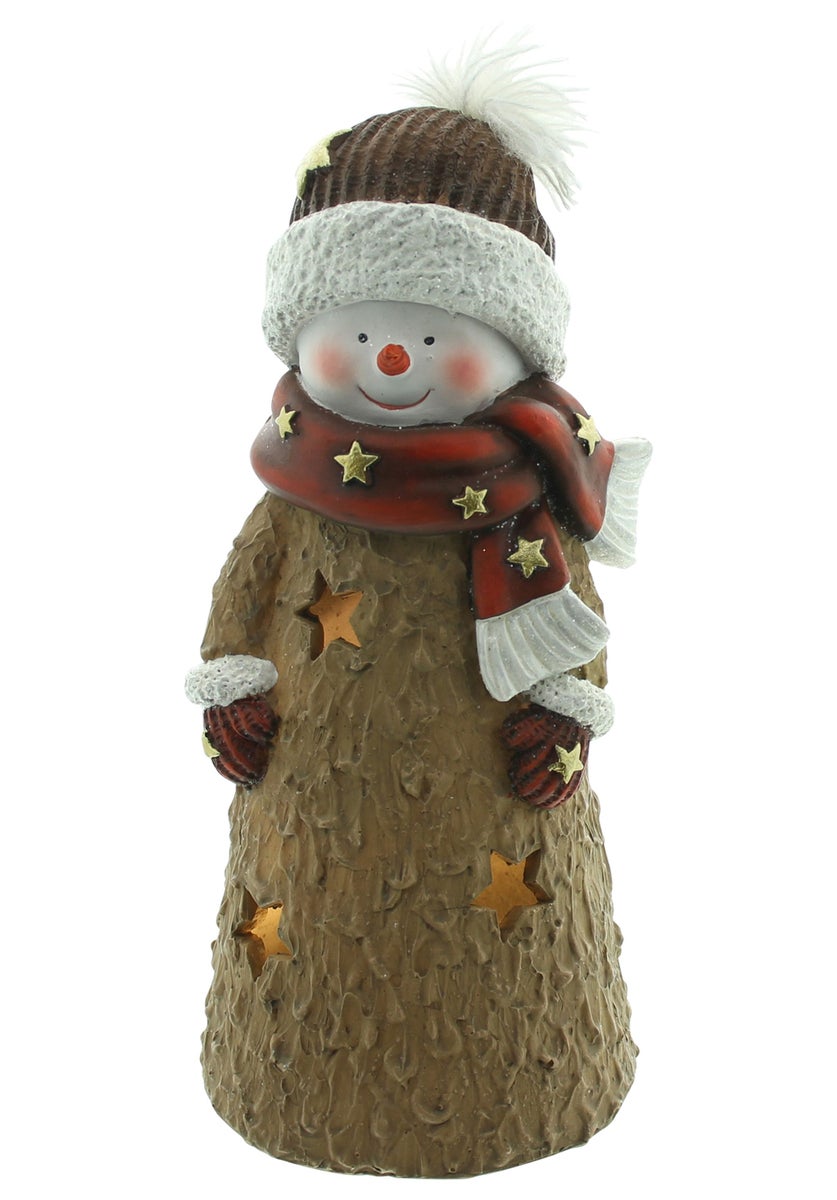 FRANK FLECHTWAREN | LED Sneeuwpop Wintertijd, 11 x 10 x 23,5 cm, GLASVEZEL, KUNSTSTOF
