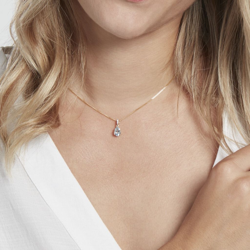Pendentif Or Jaune Gorgel Topaze Oxydes De Zirconium