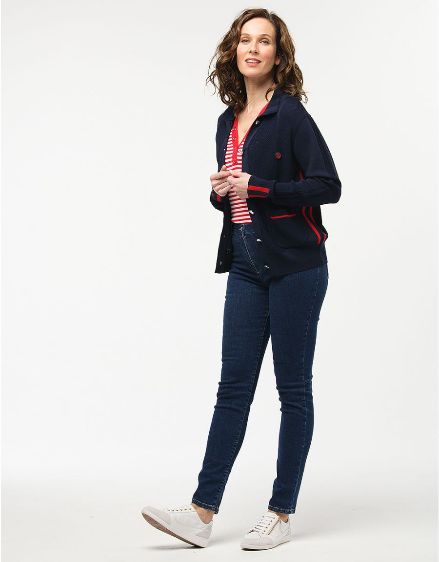 Gilet marine détail rouge