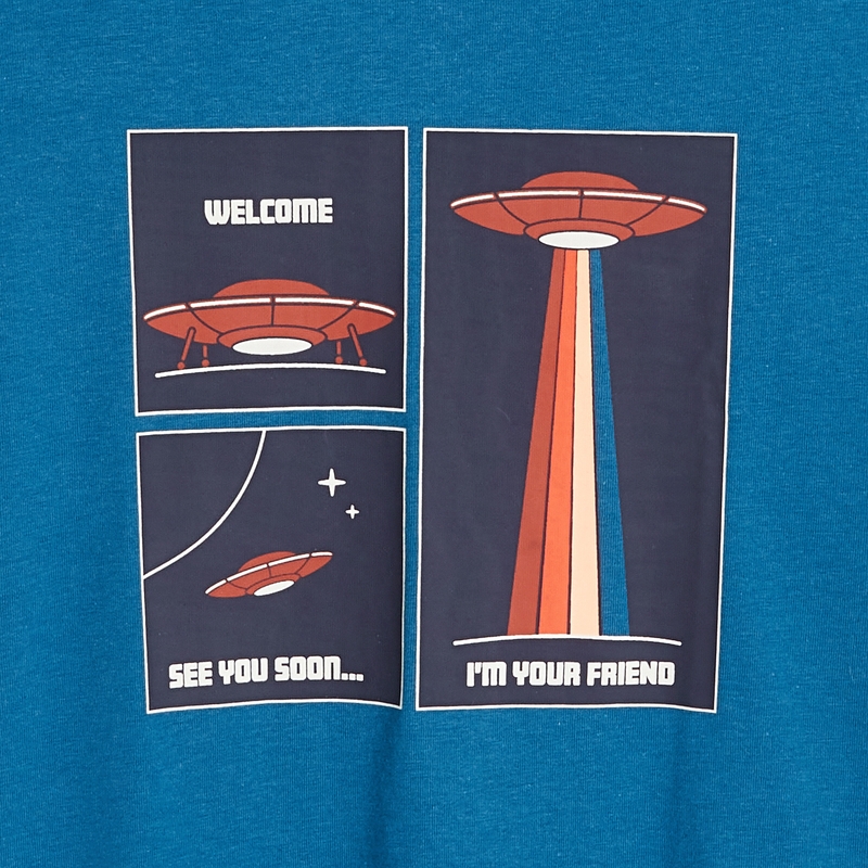 T-shirt à motif science-fiction bleu garçon