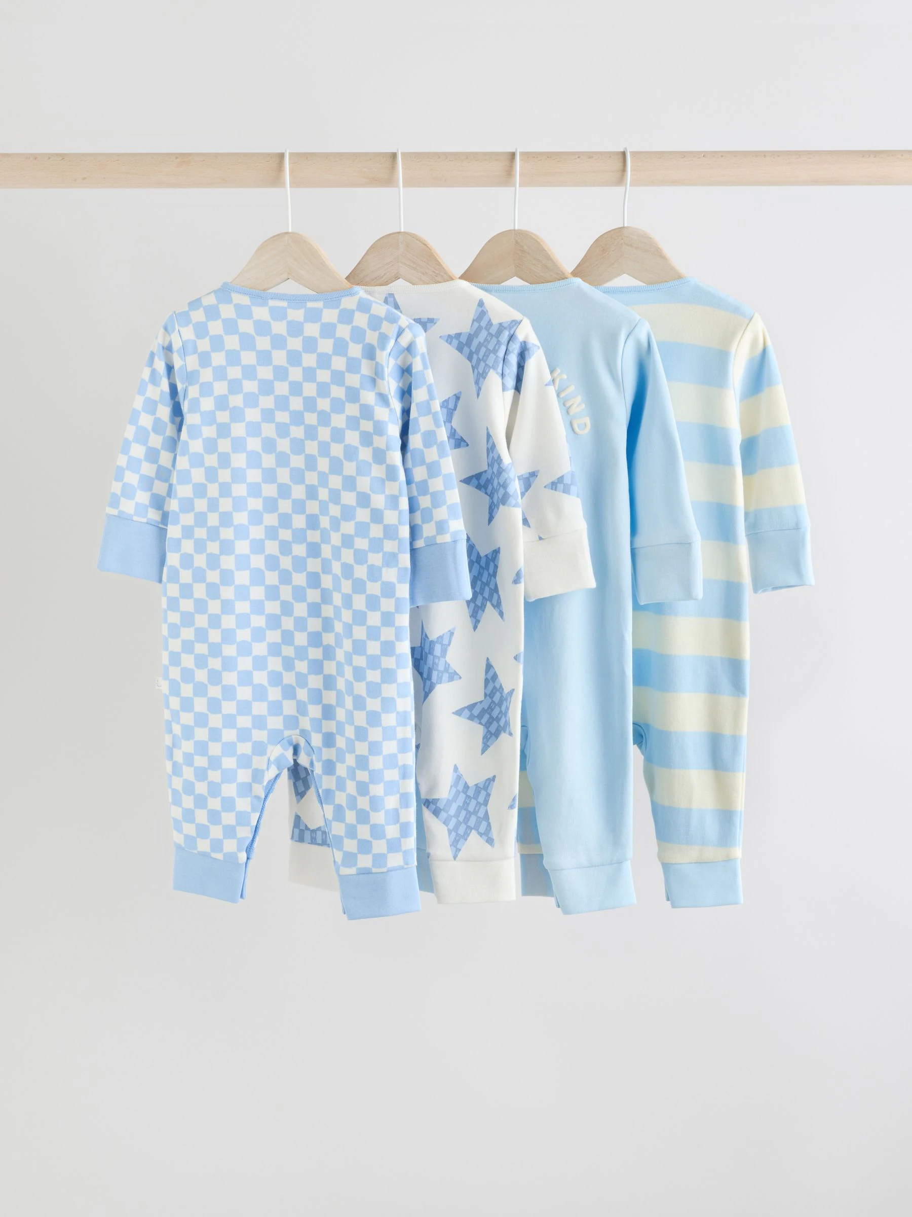 Blauw - Set van 4 voetloze Baby-pyjama's met ster (0mnd -3jr)