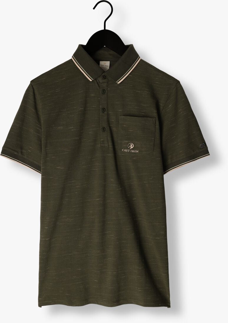 CAST IRON groene cast iron polo short sleeve polo injected cotton pique