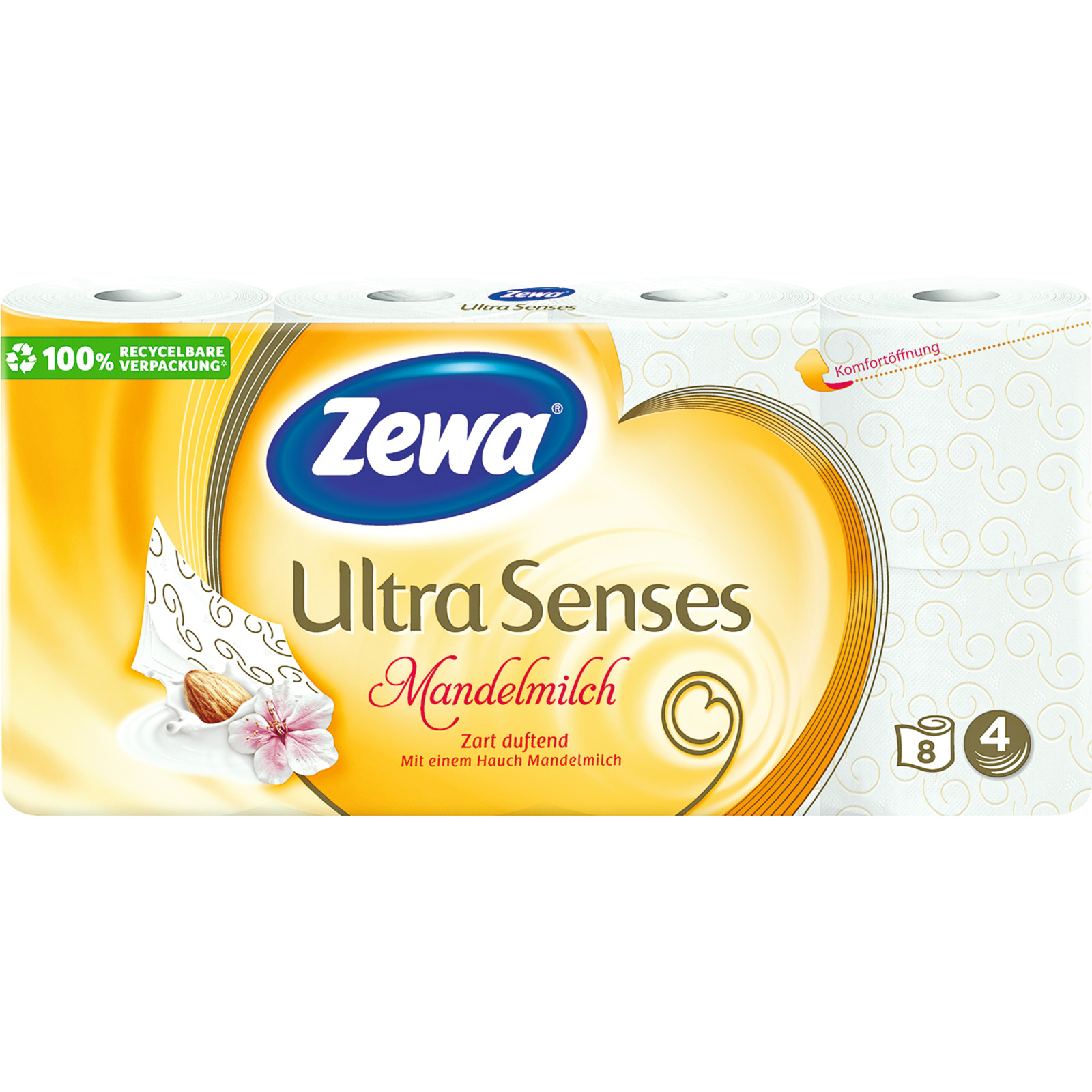 Zewa Toilettenpapier Ultra Sensitive Mandelmilch 4-lagig 8 Rollen