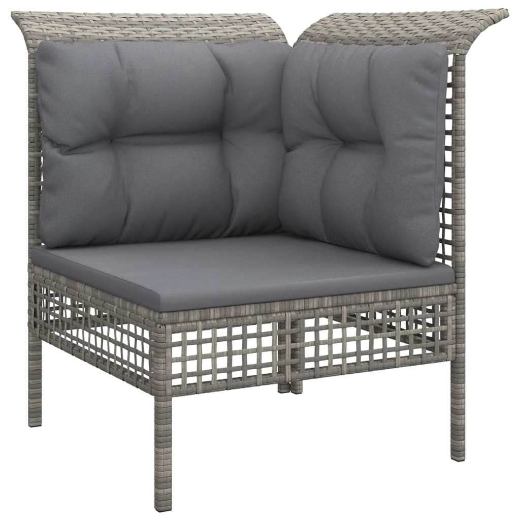 Salon de jardin meuble d'extérieur ensemble de mobilier 12 pièces avec coussins gris résine tressée