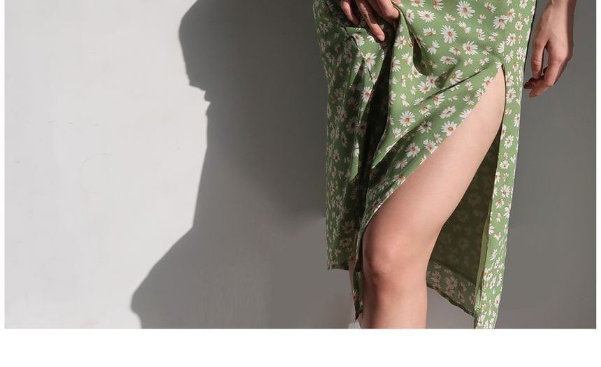 Honmizz - Spaghettibandjes bloemen slim-fit split midi-jurk