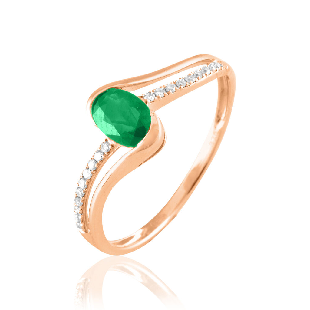 Bague Anja Or Rose Emeraude Et Diamant