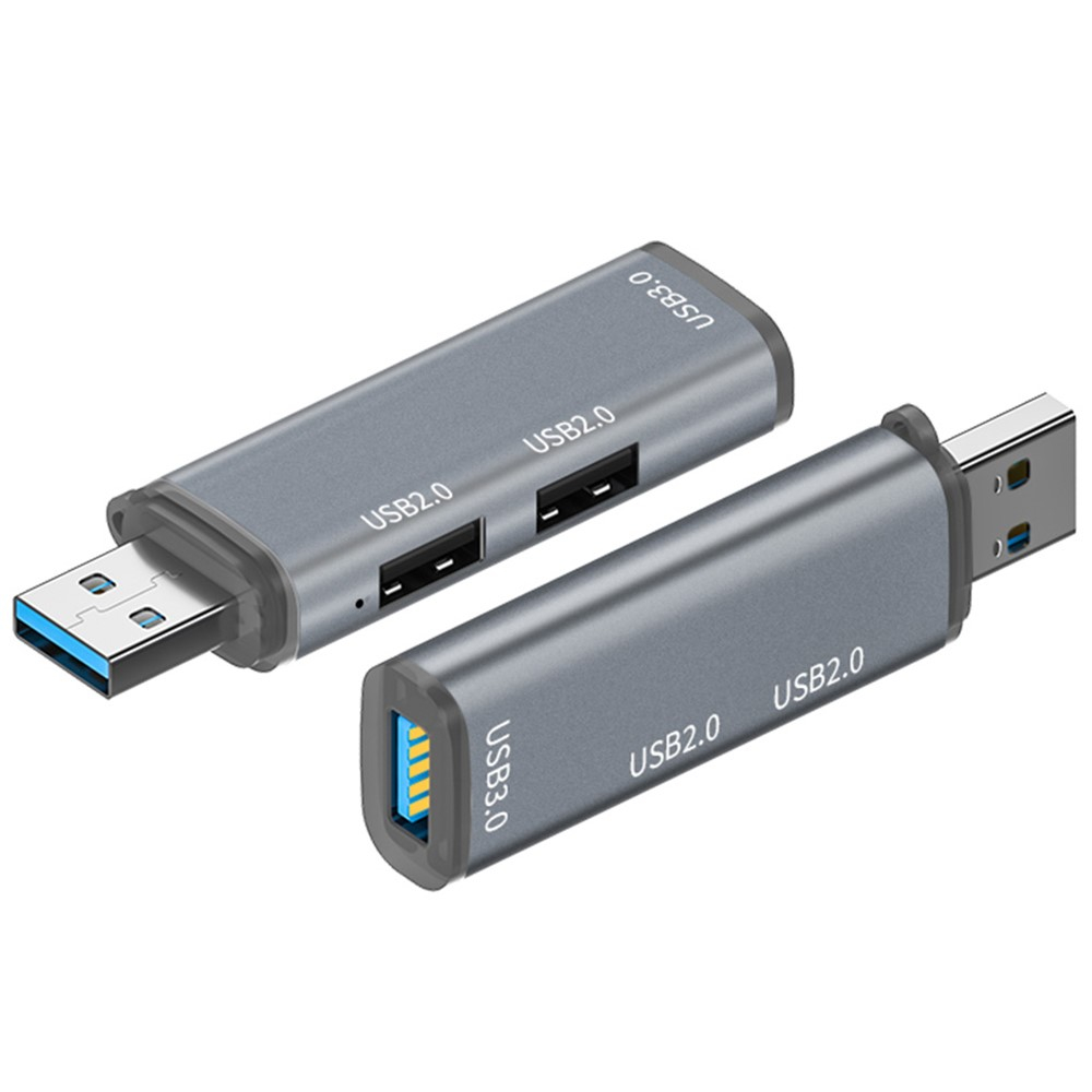 USB (m) auf 2x USB 2.0 / 1x USB 3.0 (w) Daten Adapter Stecker (5 Gbit/s) - Grau