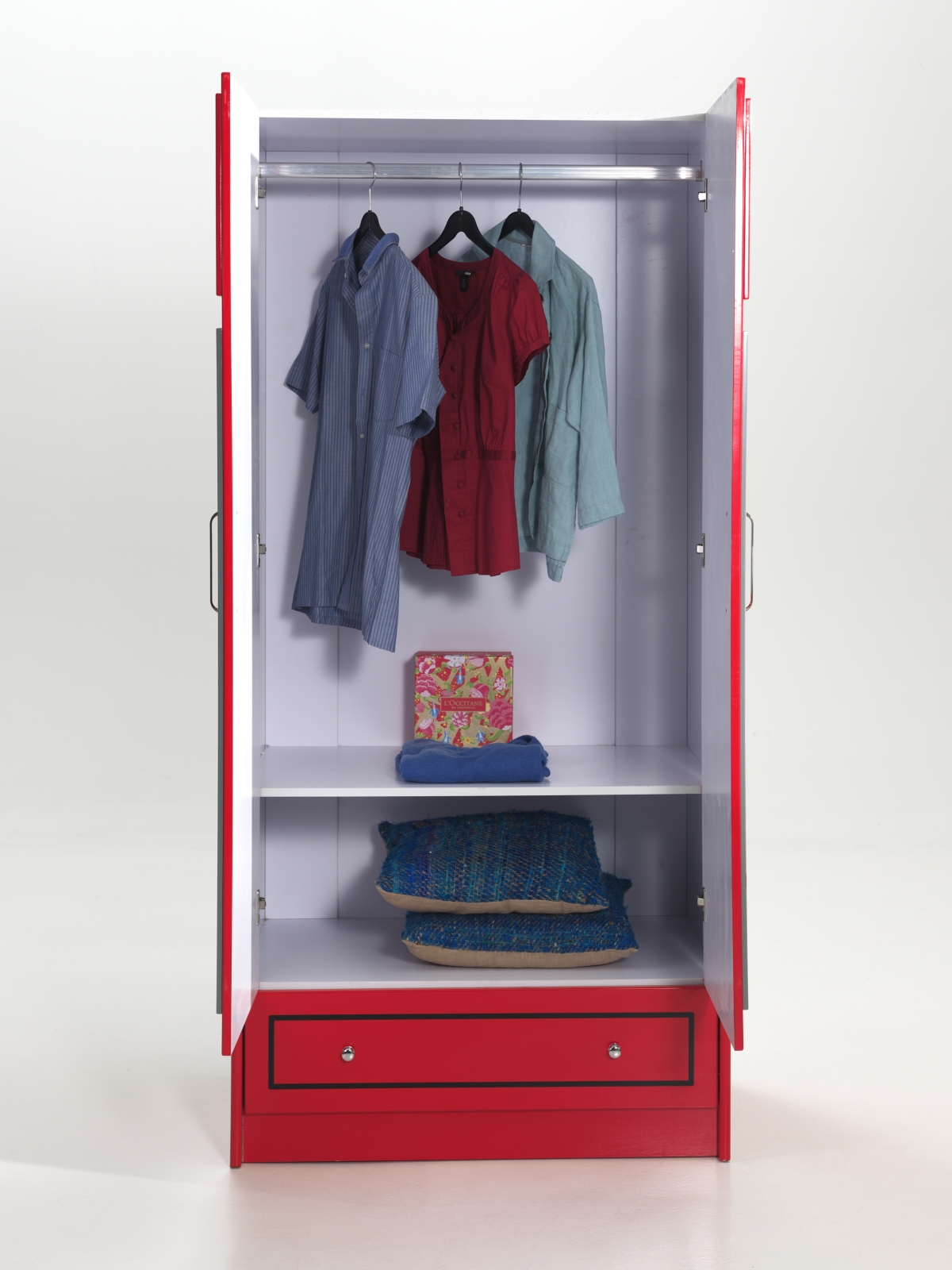 Drehtürenschrank LONDON - rot - 90 cm breit