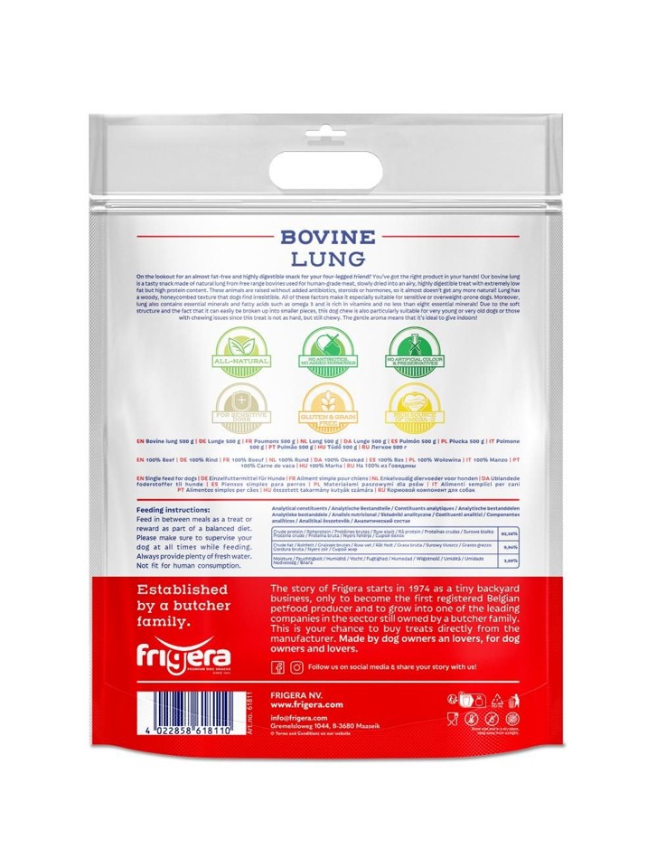 Frigera - Natural Dog Chews Okselunge 500gr