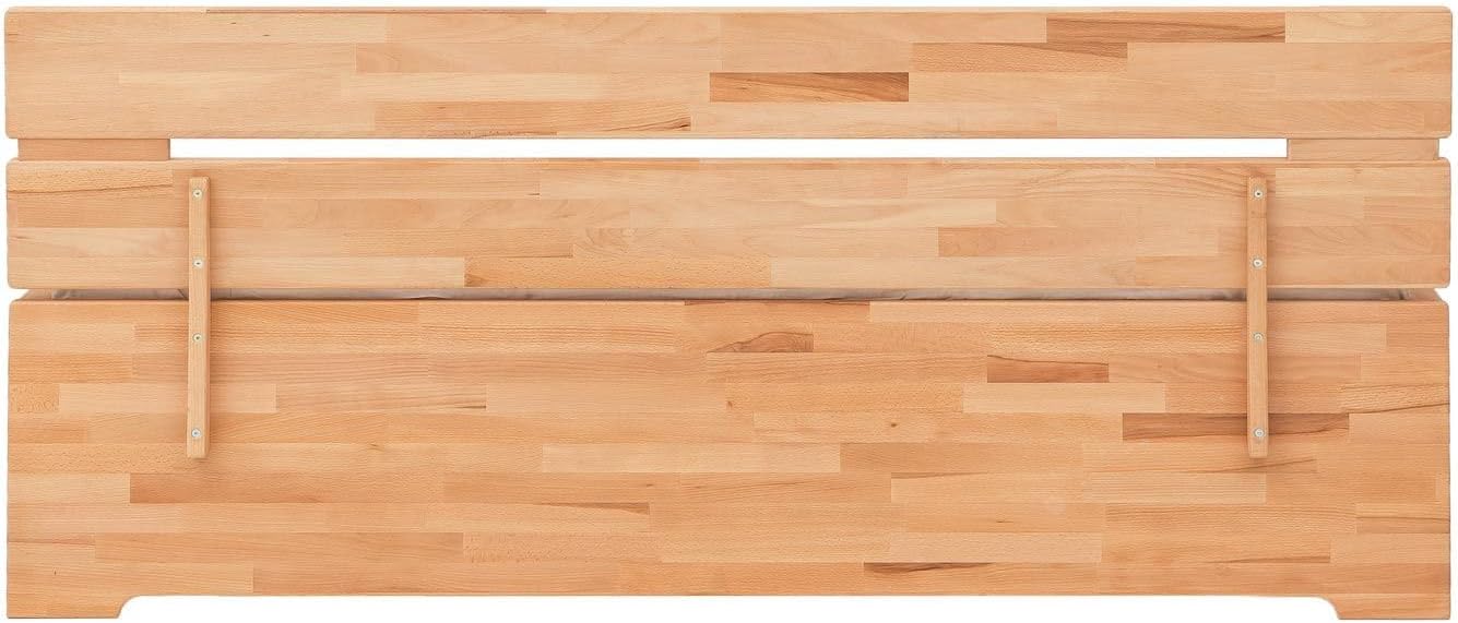 Tamira Massivholzbett Doppelbett 140x200 cm Kernbuche geölt mit Schubladen Stauraum Natur Komforthöhe Parkettverleimt, Belastbarkeit: 160 kg, Bettgestell