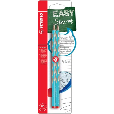 Schmaler Dreikant-Bleistift für Rechtshänder - STABILO EASYgraph S in blau - 2er Pack - Härtegrad HB