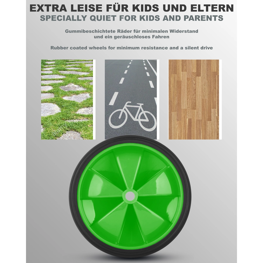 PROMETHEUS BICYCLES® Sützräder Universell für 12 bis 18 Zoll Grün