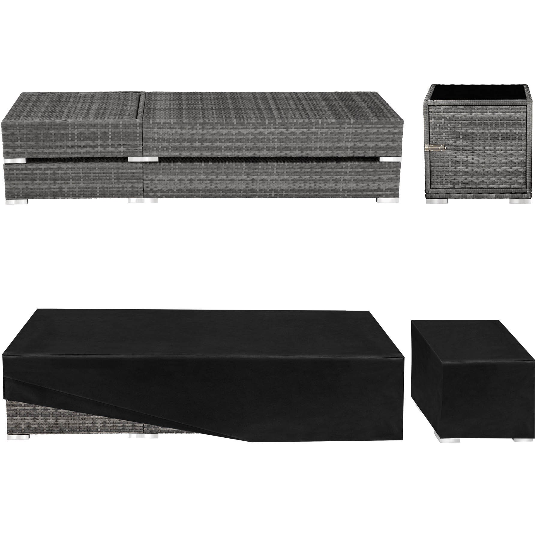 2er Set Rattan Sonnenliegen