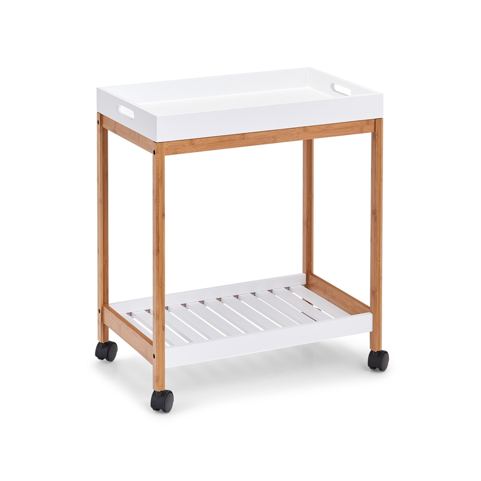 HTI-Living Beistellwagen mit Tablett, weiß Bambus, MDF
