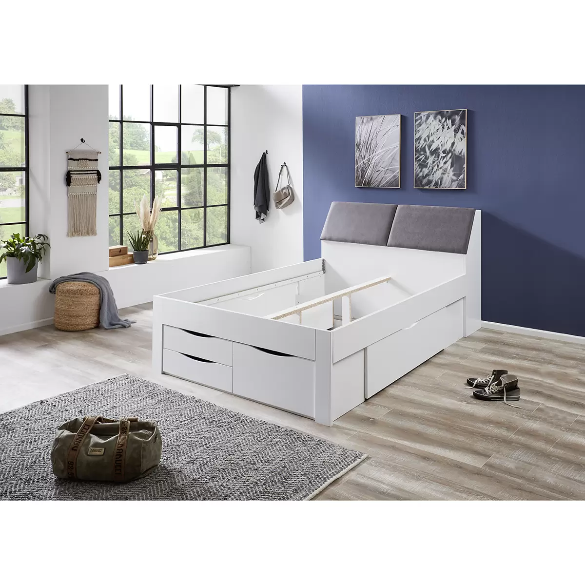 Futonbett Madiswil 140 x 200 weiss